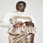 Strapless Faux Leather Peplum Top image number null