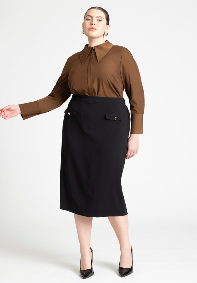 Pointed Collar Button Up Shirt image number 3