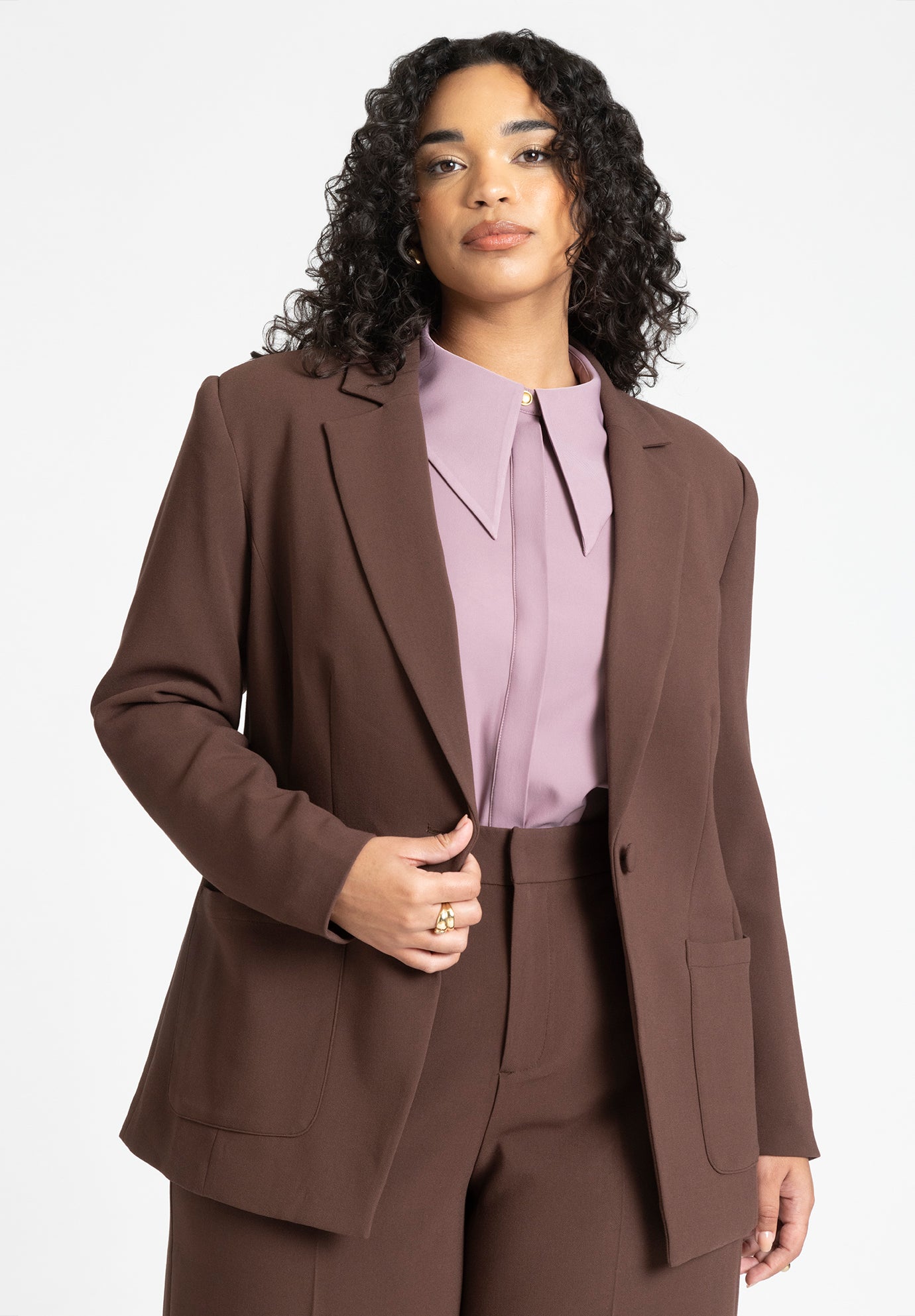 Pointed Collar Button Up Shirt image number 3