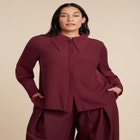 Pointed Collar Button Up Shirt image number null