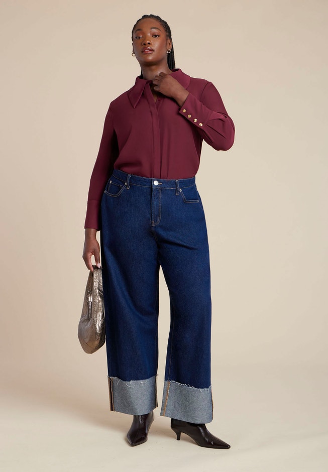 Pointed Collar Button Up Shirt image number 3