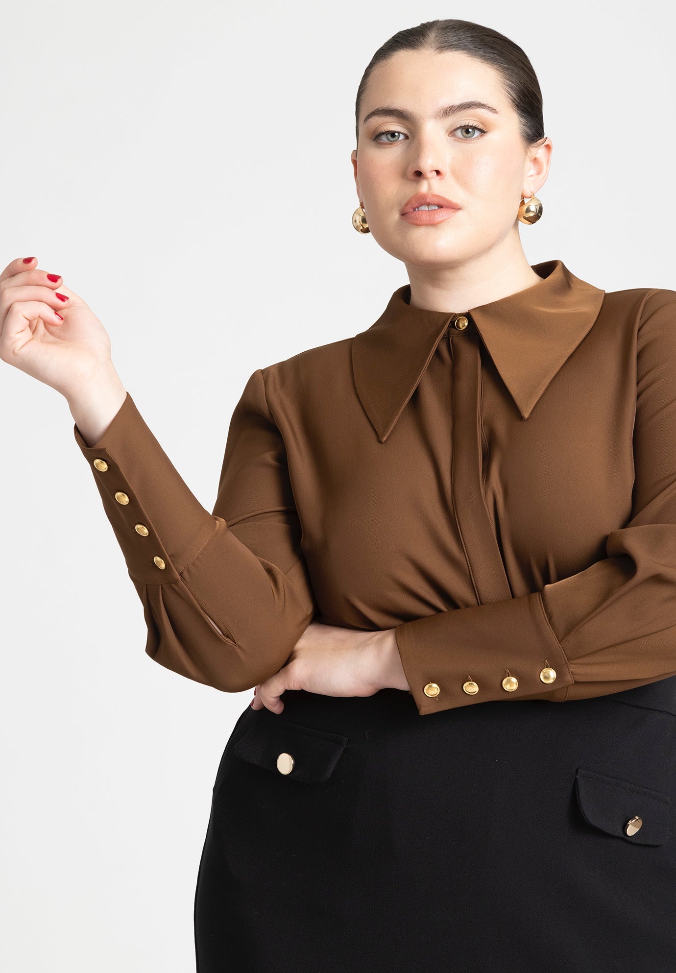 Pointed Collar Button Up Shirt image number 0