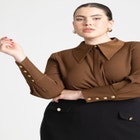 Pointed Collar Button Up Shirt image number null