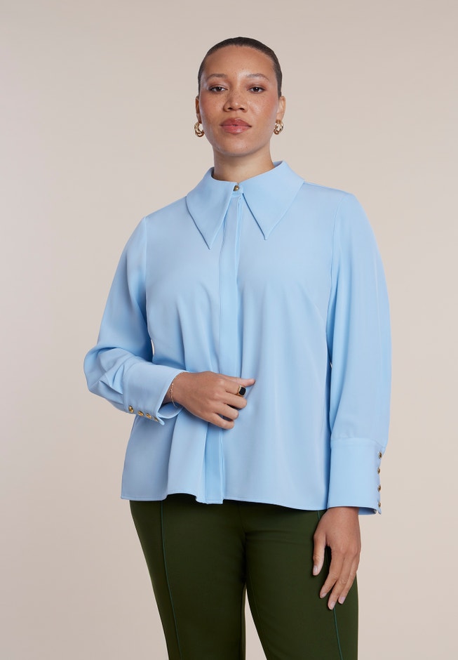 Pointed Collar Button Up Shirt