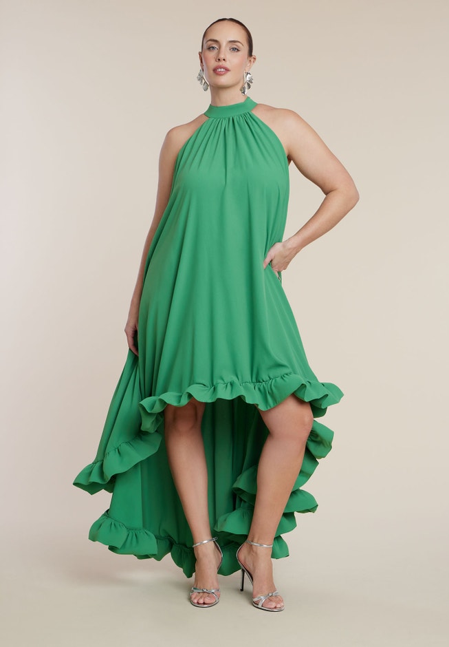  High Low Dramatic Ruffle Detail Dress image number 1