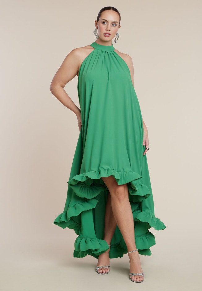  High Low Dramatic Ruffle Detail Dress image number 2