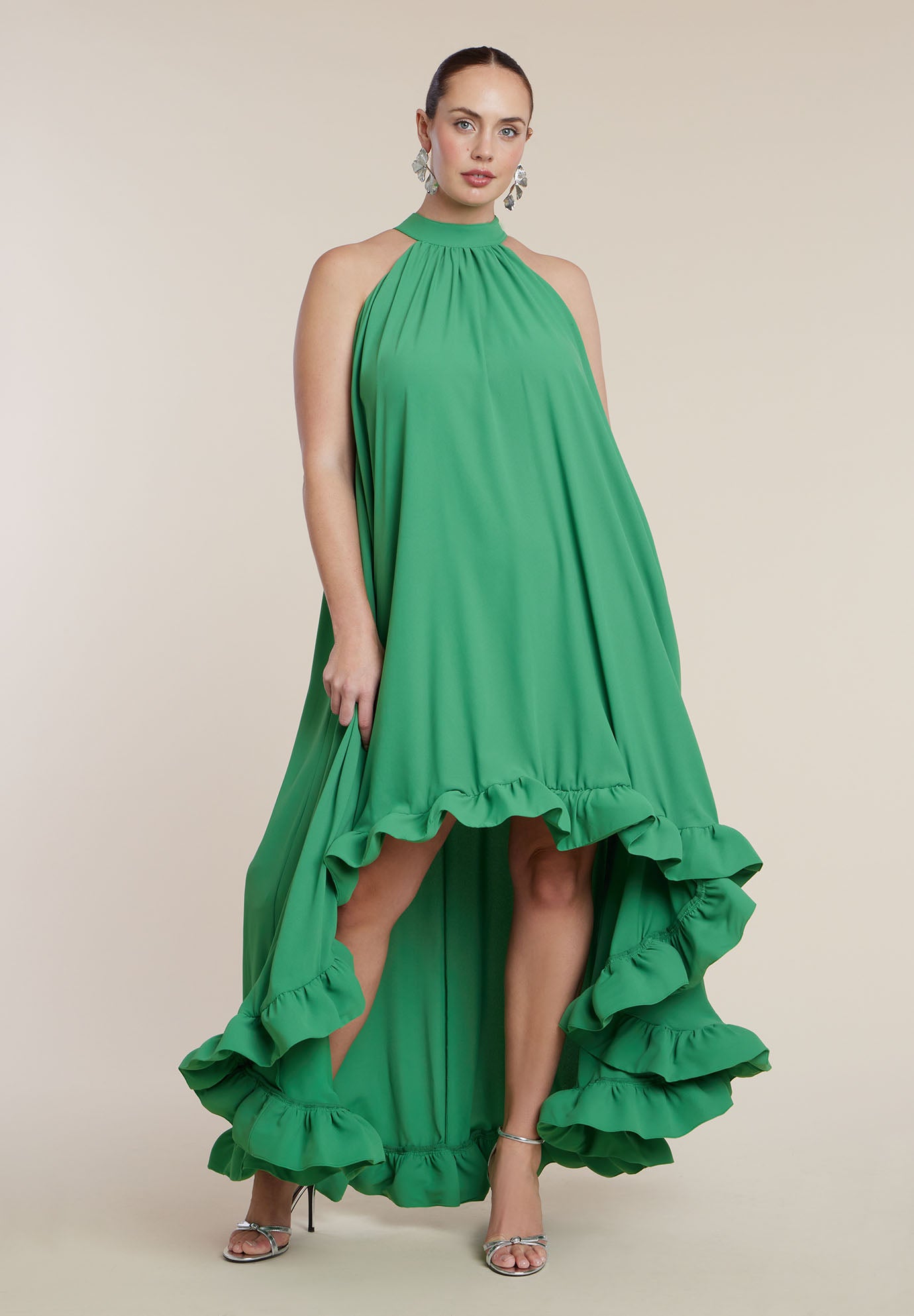  High Low Dramatic Ruffle Detail Dress image number 0