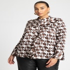 Ruffle Neckline Button Front Top image number null