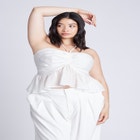 Shirred Halter Peplum Top image number null