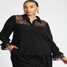 Lace Yoke Top With Ruffles image number null