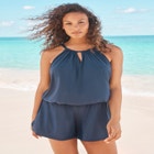 High-Neck Swim Romper image number null