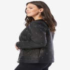 Plus Size Studded Faux Leather Bomber image number null