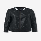 Plus Size Studded Faux Leather Bomber image number null