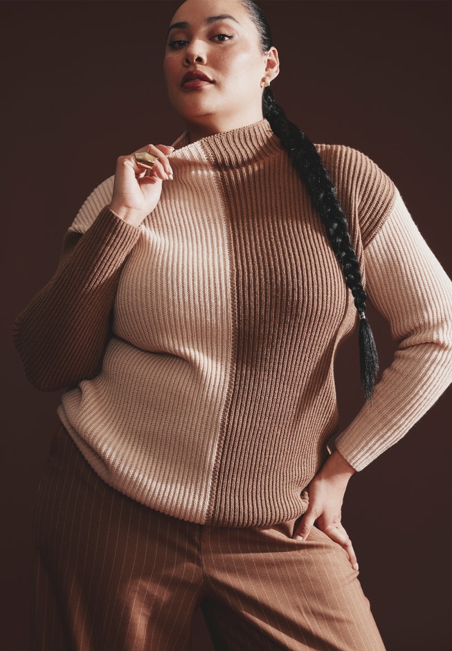 Mock Neck Colorblock Sweater image number 4