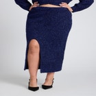 Metallic Sweater Skirt With Slit image number null