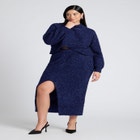 Metallic Sweater Skirt With Slit image number null