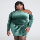 Shirred Velvet Mini Dress image number null