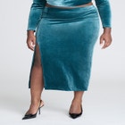 Velvet Maxi Skirt With Slit image number null