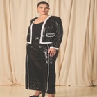 Sequin Trouser With Contrast Pleat image number null