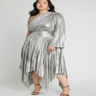 Metallic Plisse One Shoulder Dress image number null