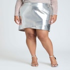 Metallic Faux Leather Skirt image number null
