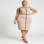 Sleeveless Piped Workwear Dress image number null