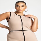 Sleeveless Piped Workwear Dress image number null