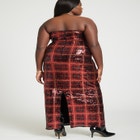 Plaid Strapless Sequin Gown image number null