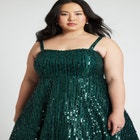 Flare Sequin Dress image number null