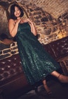Sequin Flare Dress with Zipper - Midi Length, Verdant Green | ELOQUII Sequin Flare Dress with Zipper - Midi Length, Verdant Green | ELOQUII