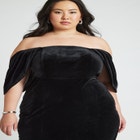 Off The Shoulder Draped Sleeve Midi Dress image number null