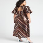 Striped Sequin Dress With Puff Sleeve image number null