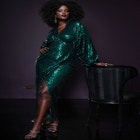 Dolman Sleeve Sequin Dress image number null