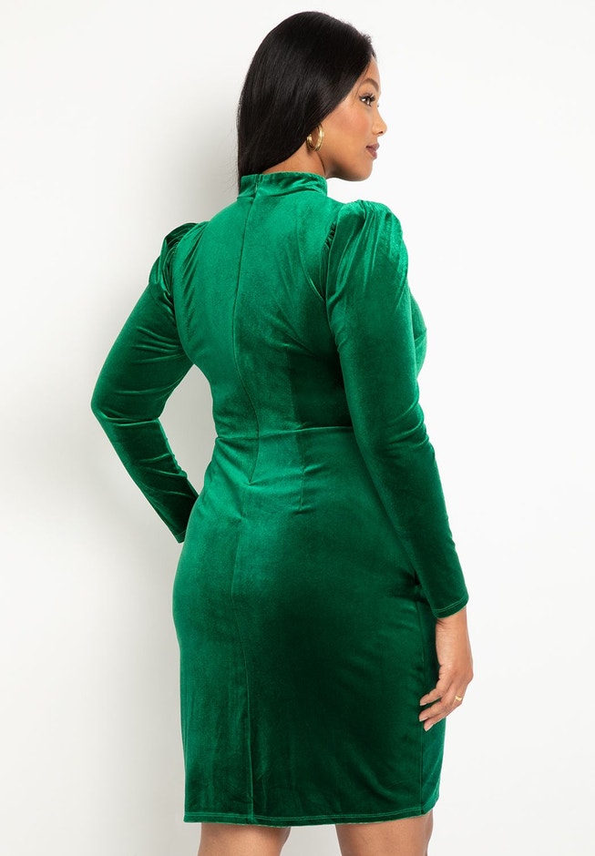 Velvet Mini Dress with Wrap Skirt image number 2