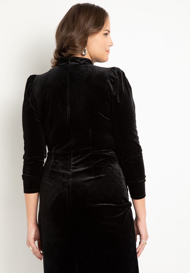 Velvet Mini Dress with Wrap Skirt image number 2