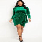 Velvet Mini Dress with Wrap Skirt image number null