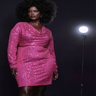 Mini Cowl Sequin Dress image number null