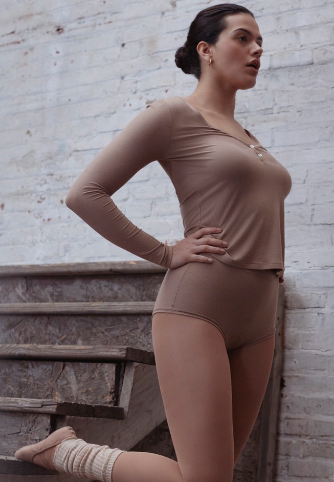 The Button Long Sleeve - Modal Silk Rib image number 5