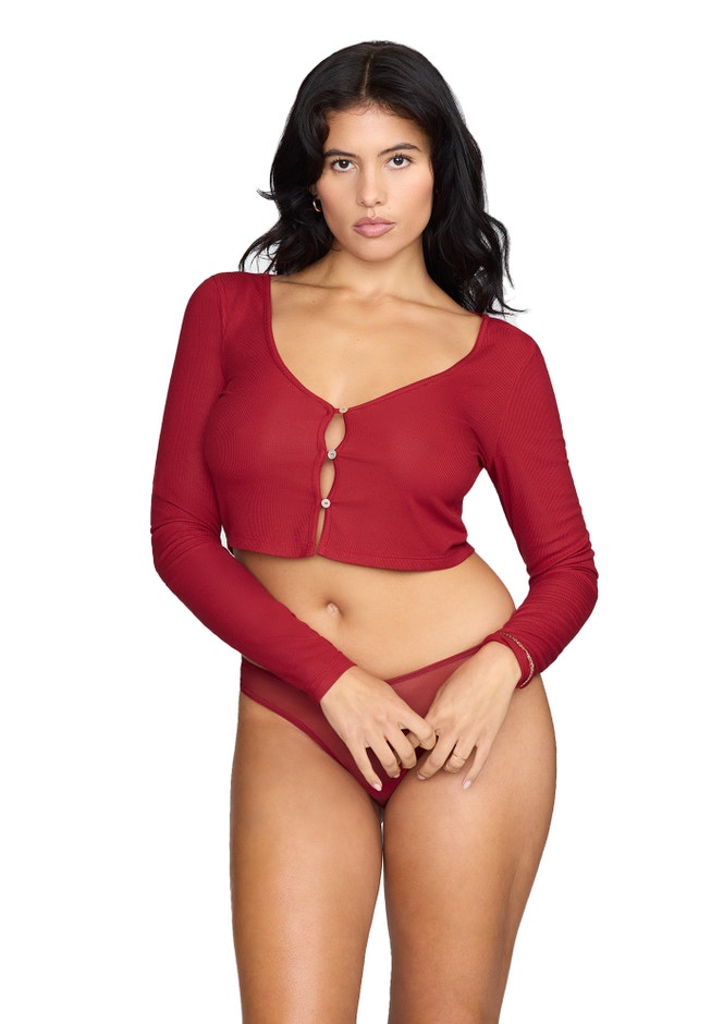 The Cropped Cardigan - Modal Silk Rib image number 1