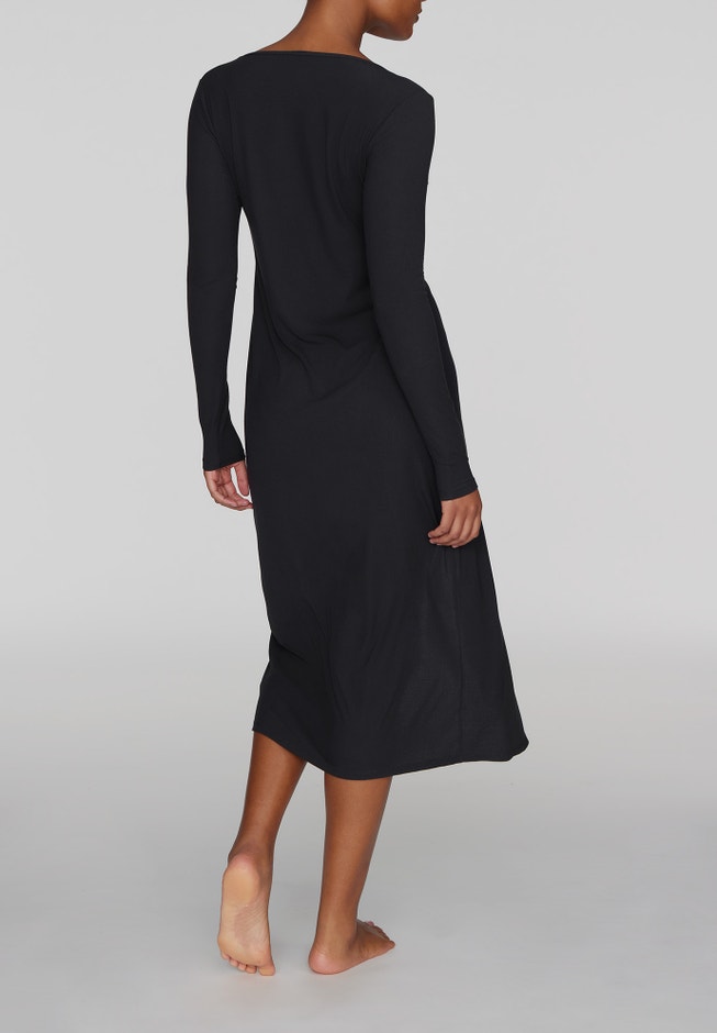 The Long Button Cardigan - Modal Silk Rib image number null