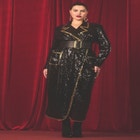 Sequin Maxi Dress With Lapel And Gold Detail image number null