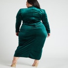 Mock Neck Velvet Dress With Slit image number null