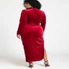 Mock Neck Velvet Dress With Slit image number null