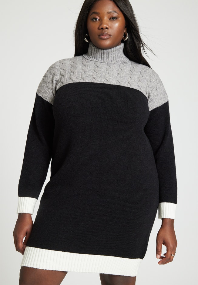 Colorblocked Sweater Mini Dress image number 3