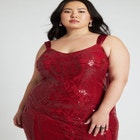 Patterned Sequin Dress image number null