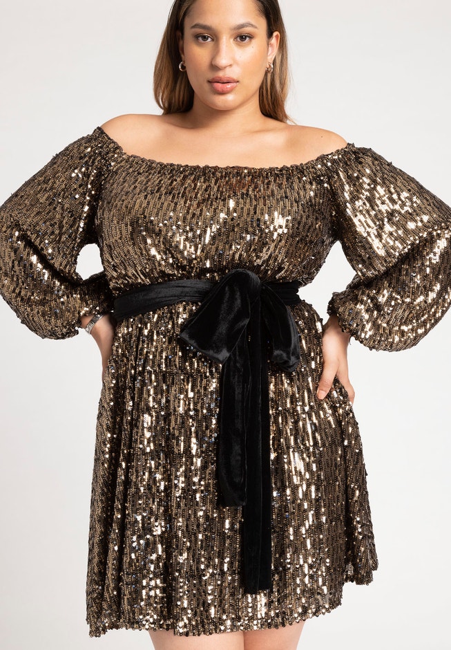 Sequin Mini Dress With Bow image number 1
