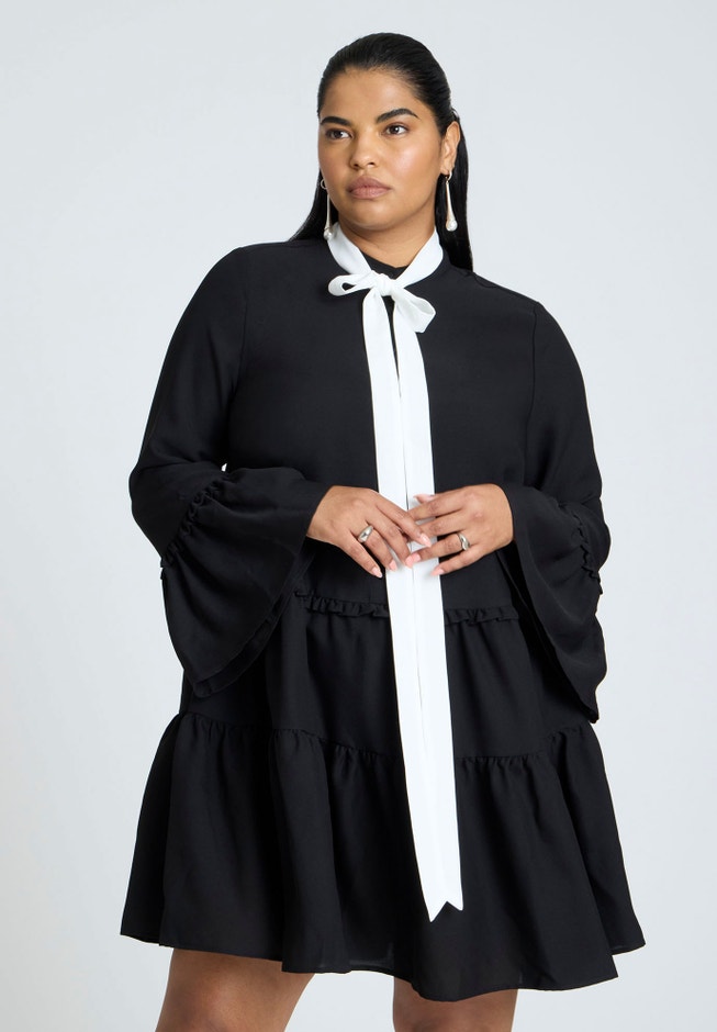 Bow Tie Tiered Mini Dress image number 2