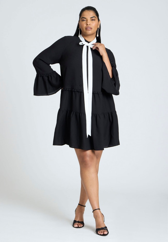 Bow Tie Tiered Mini Dress image number 0