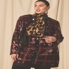 Plaid Sequin Crop Jacket image number null