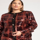 Plaid Sequin Crop Jacket image number null